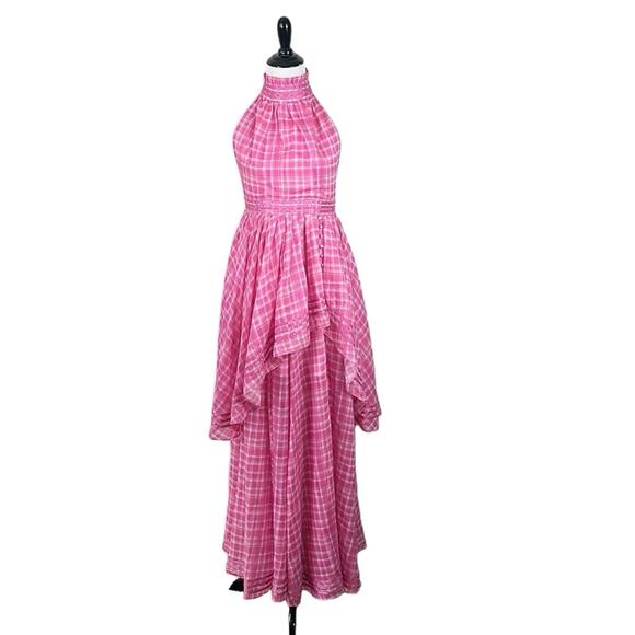 Aje Bungalow Sienna Gingham Halter Neck Maxi Dress Gown Pink AU Size 6 US Size 2 - Picture 6 of 13